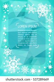 Christmas border with text frame. Xmas illustration. Vector xmas template. Bright abstract polygonal background. Design element for greeting cards or flyers.
