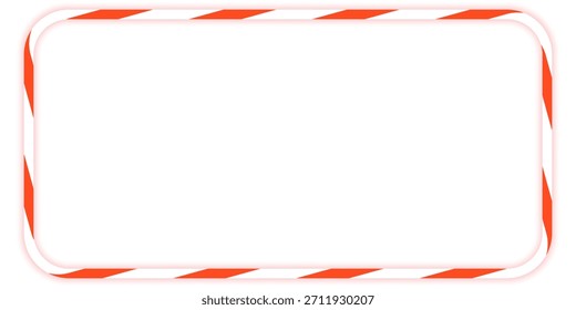 Christmas Border Vector with Striped Frame. Festive red and white striped border frame with shadow on a clean background. Ideal for Christmas designs, Xmas invitations, or holiday decorations. Vector