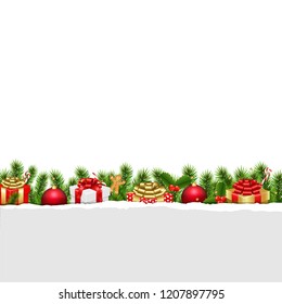 Christmas Border White Background With Gradient Mesh, Vector Illustration