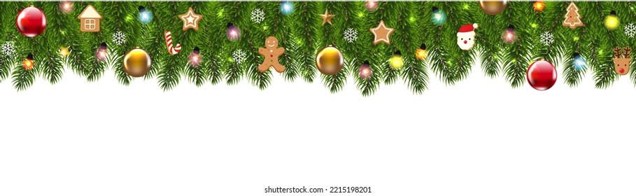 Christmas Border With White Background With Gradient Mesh, Vector Illustration