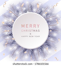 Christmas border with white spruce vector illustration