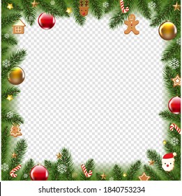 Christmas Border Xmas Postcard Transparent Background Stock Vector ...