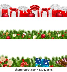 Christmas Borders Big Set With Gradient Mesh, Vector Illustration