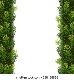 Christmas borders from fir tree branches. Vector illustration for your design