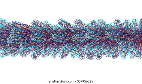 Christmas borders from fir tree branches. Vector illustration for your design