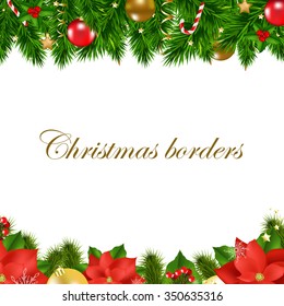 Christmas Borders With Gradient Mesh, Vector Illustration