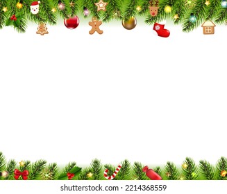 Christmas Borders Isolated White Background With Gradient Mesh, Vector Illustration