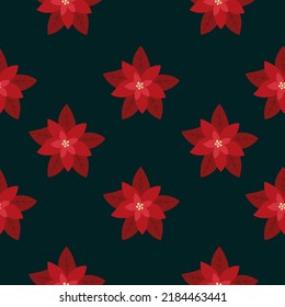 Patrón Botánico de Navidad. Invernadero floral sin costuras. Patrón sin soldadura de Poinsettia. Papel mural de vacaciones