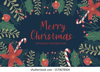 Christmas botnical background. Holidys background