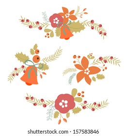 Christmas bouquets, retro flowers 