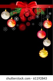 Christmas bow with decoration and hanging balls
