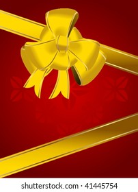 Christmas bow decoration on red - vector