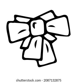 Christmas bow doodle illustration hand drawn style