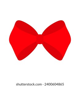 Christmas bow icon. Bute big red ribbon bows. Decoration element for giftbox present. Merry Christmas, New Year sign symbol. Flat design. Isolated. White background. Vector illustration