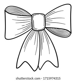 Christmas bow icon. Hand drawn illustration of christmas bow vector icon for web design