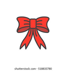 Christmas Bow line icon, filled outline vector sign, linear pictogram isolated on white. logo illustration