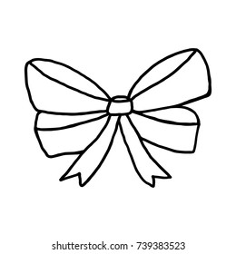 Christmas Bow line icon. Vector illustration. Festive decor.