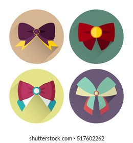 christmas bow with long shadow flat style icon pack