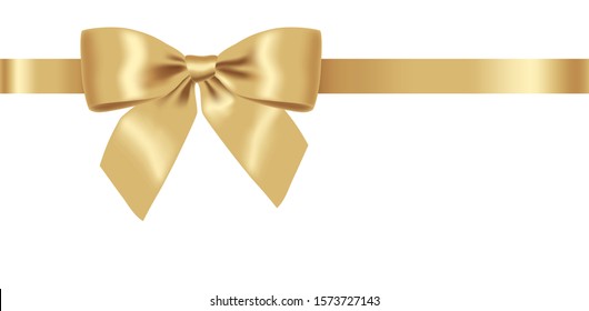 Christmas bow, realistic ribbon, isolated decoration, happy holiday, merry christmas, white background vector illustration 