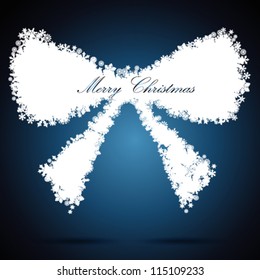 Christmas bow, snowflake design background.