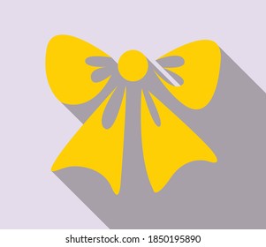 Christmas Bow vector icon logo illustration. Gold bow with shadow EPS8.