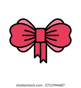 Christmas Bow Vector Illustration, Filled Style Icon