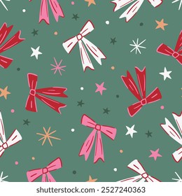 Christmas Bows Pattern Coquette Christmas Background