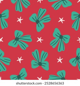 Christmas Bows Pattern Coquette Christmas Background Coquette Seamless Pattern