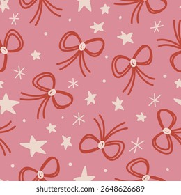 Christmas Bows Pattern Retro Background Christmas Seamless Pattern