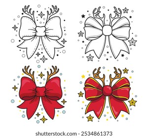 Christmas bows, ribbon  vector  design