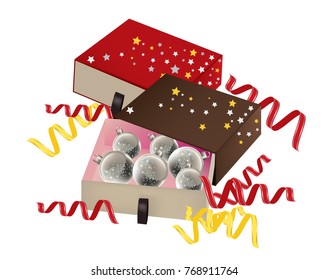 Christmas box with baubles