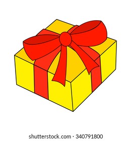 christmas box, gift icon, symbol, design. vector illustration isolated on white background.