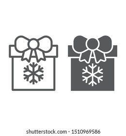 Christmas box line and glyph icon, present and new year, present package sign, vector graphics, a linear pattern on a white background, eps 10.