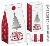 Christmas Box packaging die cut template design. 3d mock-up