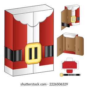 Christmas Box packaging die cut template design. 3d mock-up