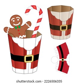 Christmas Box packaging die cut template design. 3d mock-up
