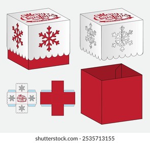 Christmas Box packaging die cut template design. 3d mock-up