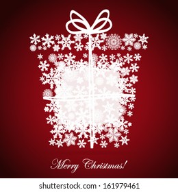 Christmas box, snowflake design background.