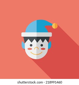 Christmas boy flat icon with long shadow,eps10