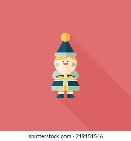 Christmas boy flat icon with long shadow,eps10