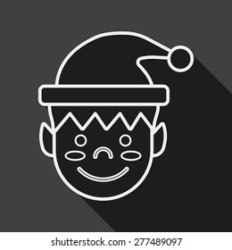 Christmas boy flat icon with long shadow, line icon