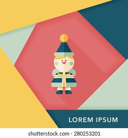 Christmas boy flat icon with long shadow,eps10