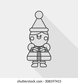 Christmas boy flat icon with long shadow, line icon
