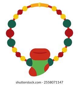 Christmas bracelet with stocking vector cartoon illustration isolated on a white background.