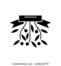 Christmas branch black icon, vector sign on isolated background. Christmas branch concept symbol, illustration 