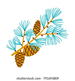 Christmas branch of pine with cones. 