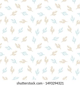 Christmas branch seamless pattern on white background.