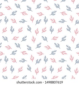Christmas branch seamless pattern on white background