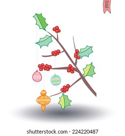  Christmas branche. vector illustration.