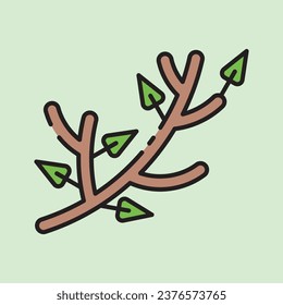 christmas branches icon with lineal color style